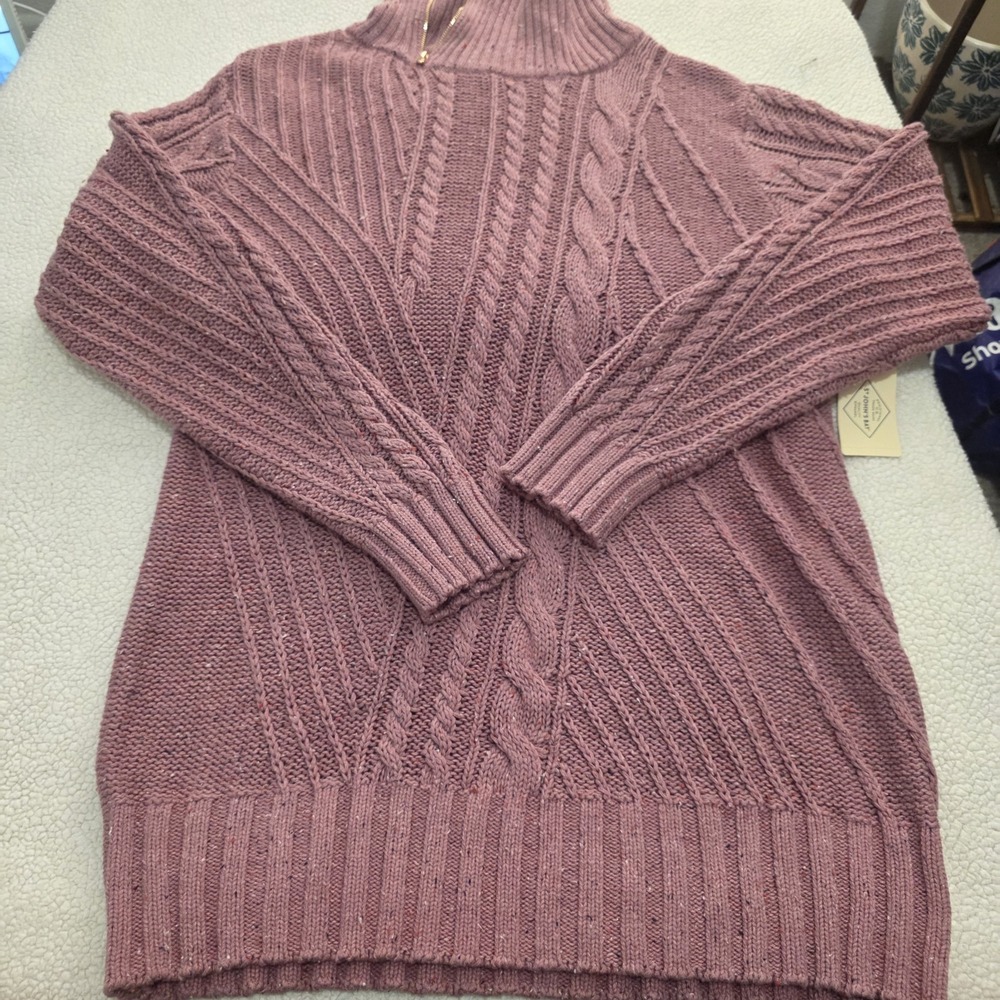 Womens Cable Knit Pullover Grandmacore Cozy Funnel Neck Lounge Tunic Sweater XL
